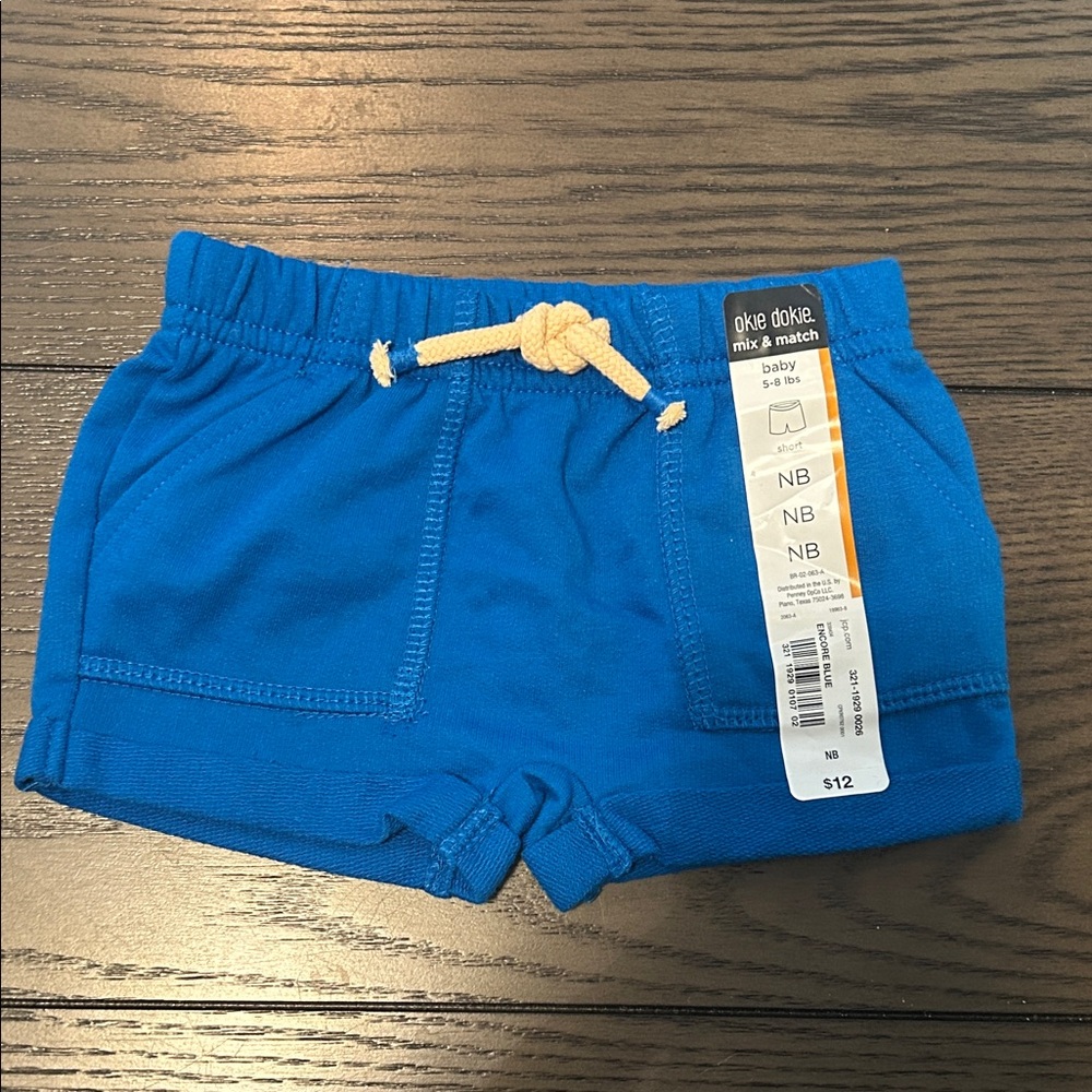 NWT Okie Dokie Encore Blue Pull-On Shorts Size NB